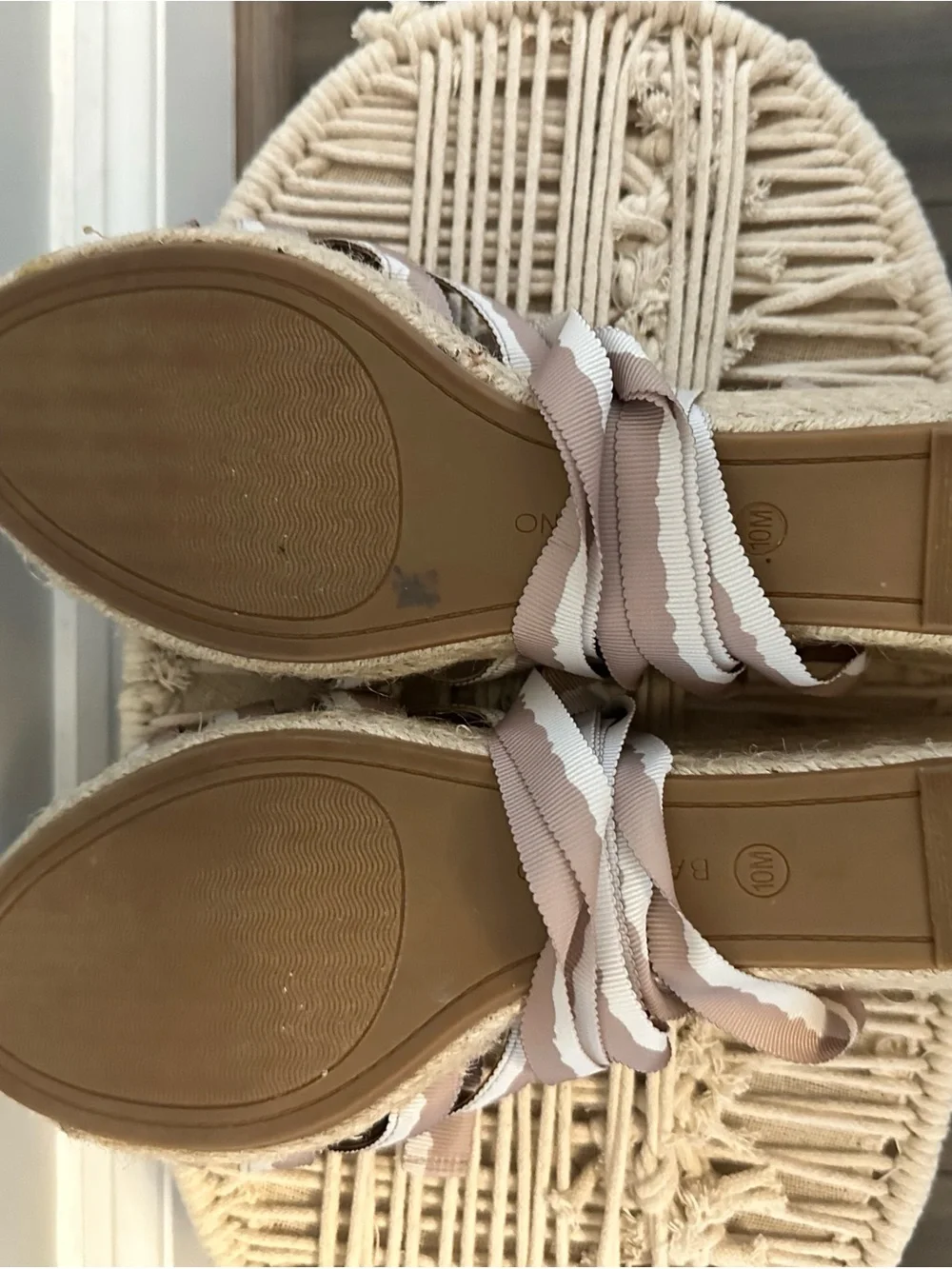 Bandolino Ribbon Espadrille Wedge Sandals - Women Size 10